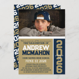 Brons & Navy Modern Afstuderen Foto Aankondiging