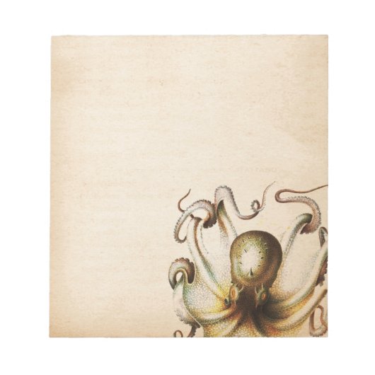 Brons Octopus Aged Sepia Steampunk Travel Notitieblok (Voorkant)