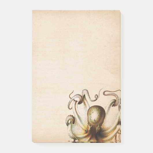 Brons Octopus Aged Sepia Steampunk Travel Post-it® Notes (Voorkant)