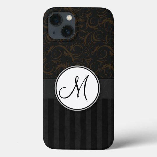 Brons op Zwart BloemenBosjes, Strepen & Monogram Case-Mate iPhone Case (Achterkant)