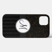 Brons op Zwart BloemenBosjes, Strepen & Monogram Case-Mate iPhone Case (Achterkant (horizontaal))