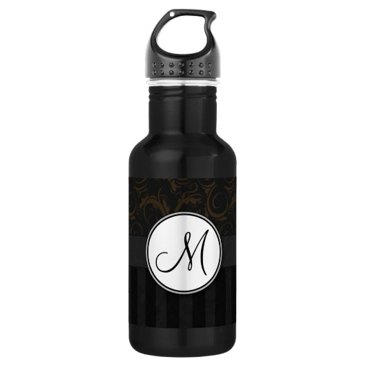 Brons op zwarte vleugels, strips en monogram waterfles (Voorkant)