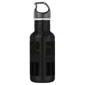 Brons op zwarte vleugels, strips en monogram waterfles (Achterkant)