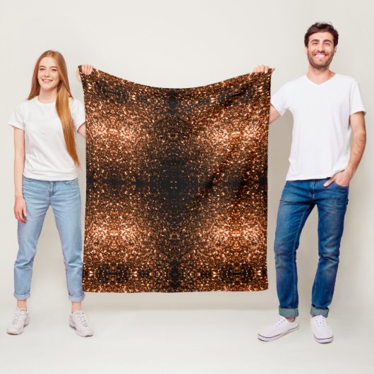 Brons oranje bruin koper nepschittert glinstert fleece deken (In situ)