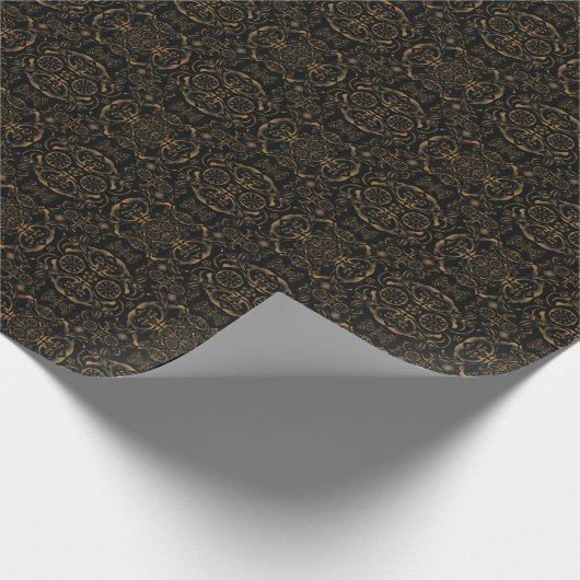 Brons  Pinwheel Damask Cadeaupapier (Hoek)