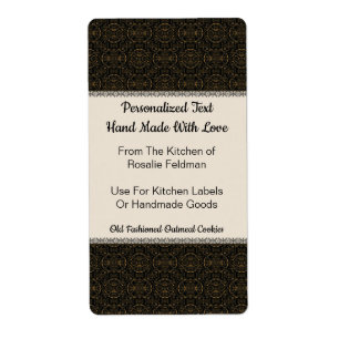 Brons Pinwheel Damask Gepersonaliseerd Etiket