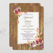 Brons Roos Hout Bloemen Bruiloft Diner Uitnodiging (Voorkant / Achterkant)