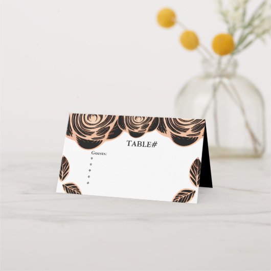 Brons Roos met bladeren op zwart  Plaatskaartje (Voorkant)