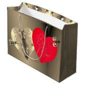 Brons Roos Rode Hart Valentijnsdag Groot Cadeauzakje (Achterkant Gekanteld)