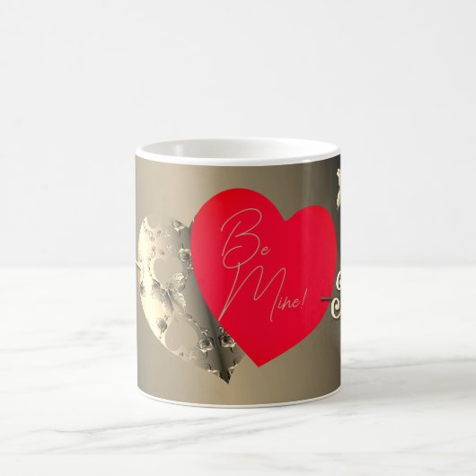 Brons Roos Rode Hart Valentijnsdag Magische Mok (Center)