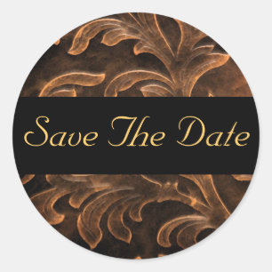 Brons Scroll Leaf Gold Save The Date Sticker