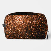Brons sinaasappel bruin koperen faux glitter schit toilettasje (Voorkant)