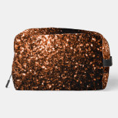 Brons sinaasappel bruin koperen faux glitter schit toilettasje (Achterkant)