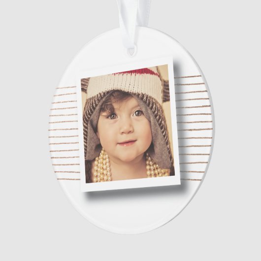 Brons Stripes Kerstmis Fotoboom Lijst Ornament (voorkant)