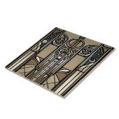 Brons Toon en Blauw Art Deco Geometrisch Tegeltje (Zijkant)