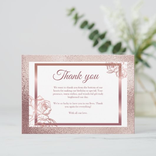 Brons Volwassen Dubbele Gewricht tweeling verjaard Bedankkaart (Staand voorkant)