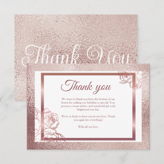 Brons Volwassen Dubbele Gewricht tweeling verjaard Bedankkaart (Voorkant / Achterkant)