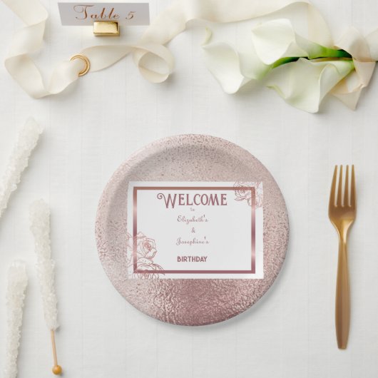 Brons Volwassen Dubbele Gewricht tweeling verjaard Papieren Bordje (Huwelijk)