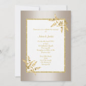 BRONS WIT GOUD BLAD ELEGANT STIJLVOL BRUILOFT KAART (Voorkant)