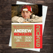 Bronsgoud & Rood Afstuderen Fotouitnodiging Kaart