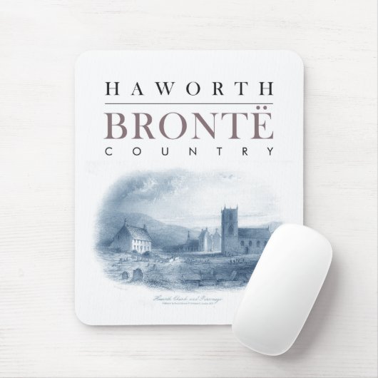 Bronte Land met Haworth Church en Parsonage Muismat (Met muis)
