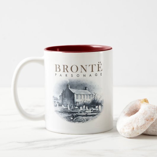 Bronte Parsonage Huis van de Brontes Tweekleurige Koffiemok (Met donut)