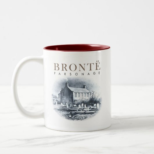 Bronte Parsonage Huis van de Brontes Tweekleurige Koffiemok (Links)