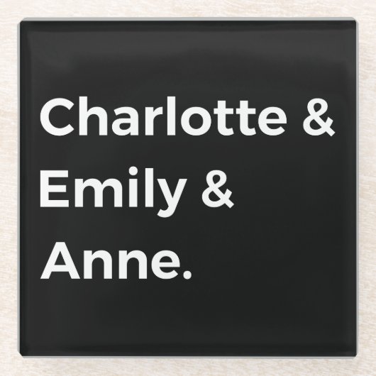 Brontë Sisters I - Charlotte & Emily & Anne Glazen Onderzetter (Voorkant)