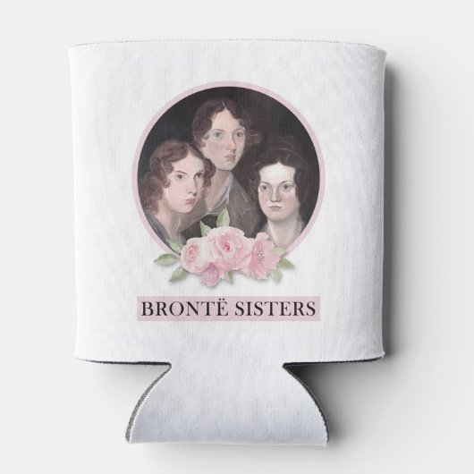 Bronte Sisters Portret met roze rozen Blikjeskoeler (Achterkant)