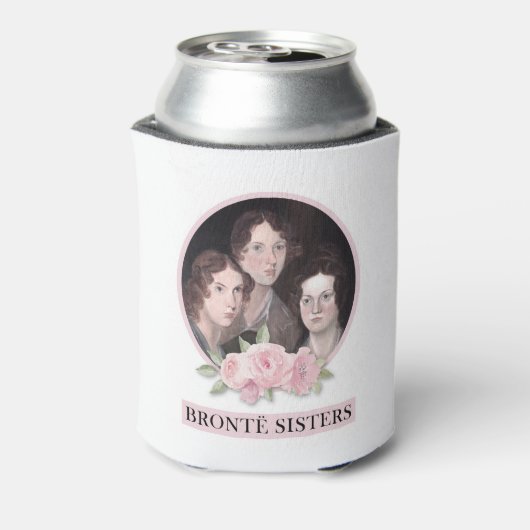 Bronte Sisters Portret met roze rozen Blikjeskoeler (Blikje Achterkant)