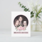 Bronte Sisters Portret met roze rozen Briefkaart (Staand voorkant)