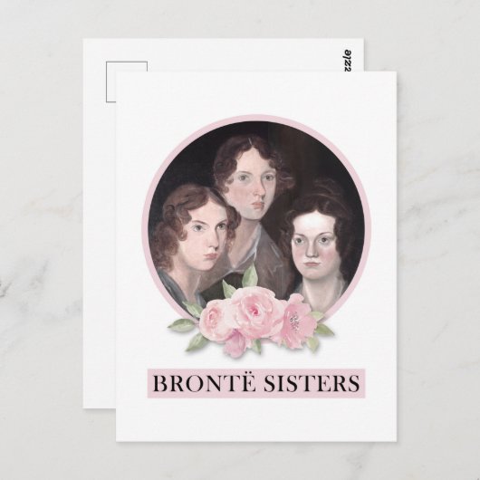 Bronte Sisters Portret met roze rozen Briefkaart (Voorkant / Achterkant)