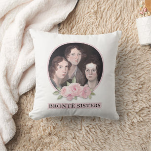 Bronte Sisters Portret met roze rozen Kussen
