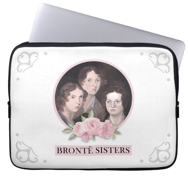 Bronte Sisters Portret met roze rozen Laptop Sleeve (Voorkant)
