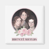 Bronte Sisters Portret met roze rozen Magneet (Voorkant)