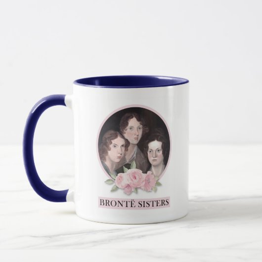 Bronte Sisters Portret met roze rozen Mok (Links)