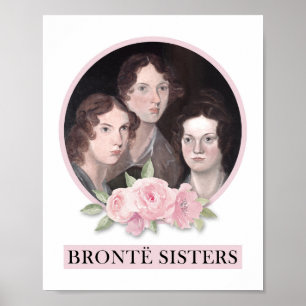 Bronte Sisters Portret met roze rozen Poster