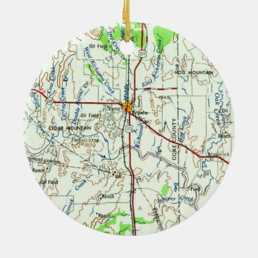 Bronte TX  Map Keramisch Ornament (Achterkant)