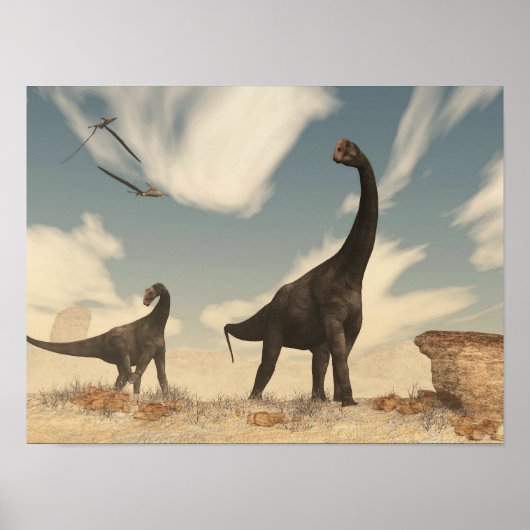 Brontomerus dinosaurussen in de woestijn - 3D rend Poster (Voorkant)