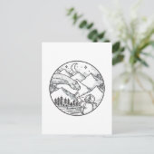 Brontosaurus Astronaut Mountain Circle Tattoo Briefkaart (Staand voorkant)