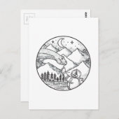 Brontosaurus Astronaut Mountain Circle Tattoo Briefkaart (Voorkant / Achterkant)