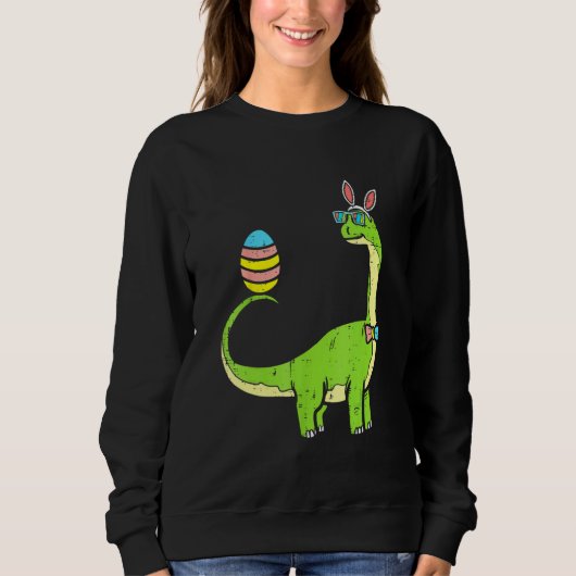 Brontosaurus Bunny Ears Easter Day Cute Dinosa Trui (Voorkant)