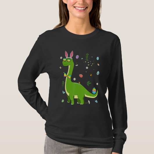 Brontosaurus Bunny Ears Easter Day Dinosaur Di T-shirt (Voorkant)