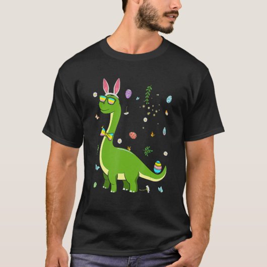 Brontosaurus Bunny Ears Easter Day Dinosaur Di T-shirt (Voorkant)