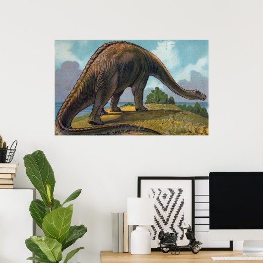 Brontosaurus Dinosaur Antiek print (Thuiskantoor)