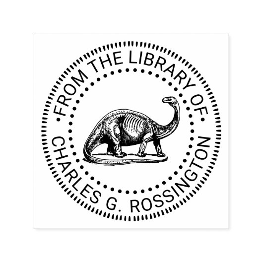 Brontosaurus Dinosaur Bibliotheek Boeknaam Zelfinktende Stempel (Design)