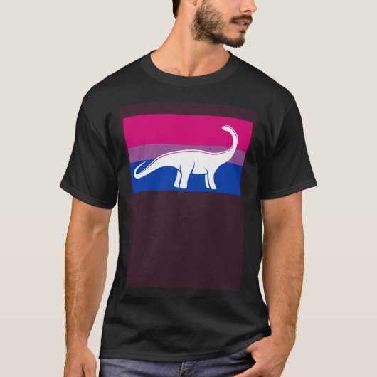 Brontosaurus Dinosaur Bisexual Pride Flag Aestheti T-shirt (Voorkant)