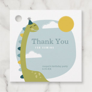 Brontosaurus Dinosaur Blue Sky Zon Verjaardag Dank Bedankjes Labels