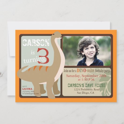Brontosaurus Dinosaur Derde verjaardag Kaart (Voorkant)