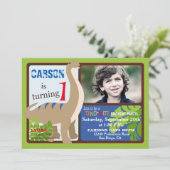 Brontosaurus Dinosaur First Birthday Kaart (Staand voorkant)